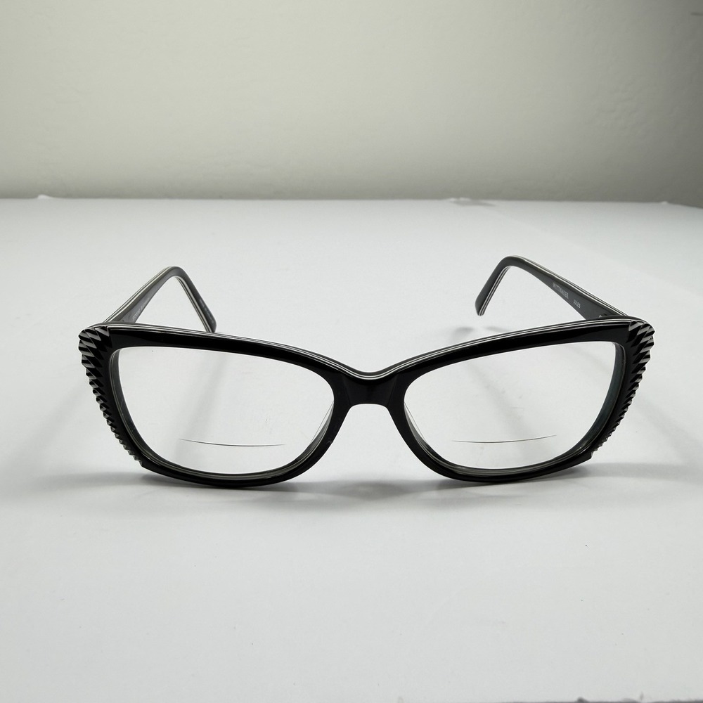 Wittnauer Jules Eyeglass Frames Black White Striped Cat Eye 53-15-140 Women